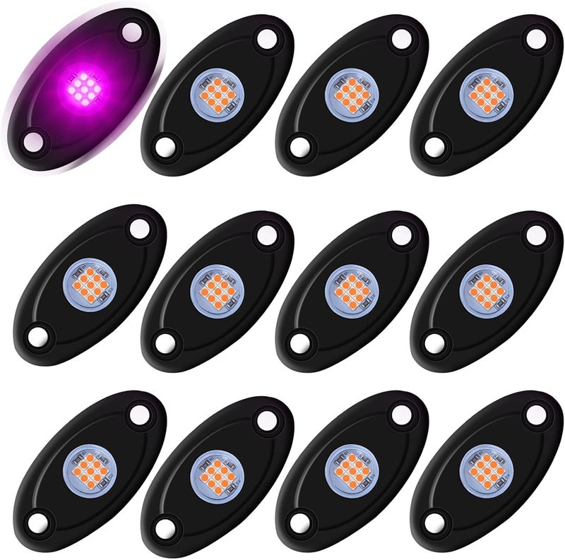 LY8 12 Pods Purple LED Rock Lights Neon Underglow Light for Car Truck ATV SUV Under Body Glow Light Trail Fender Lighting - Image 1